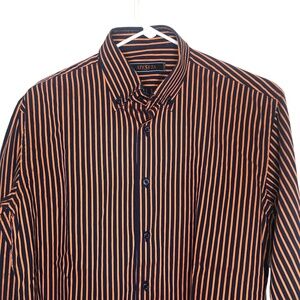 Men’s Orange/Navy Blue Italian Cotton Dress Shirt Long Sleeve